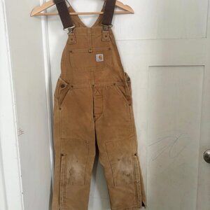 Carhartt Insulated Bibs overalls, sz 6-8, well loved and broken in